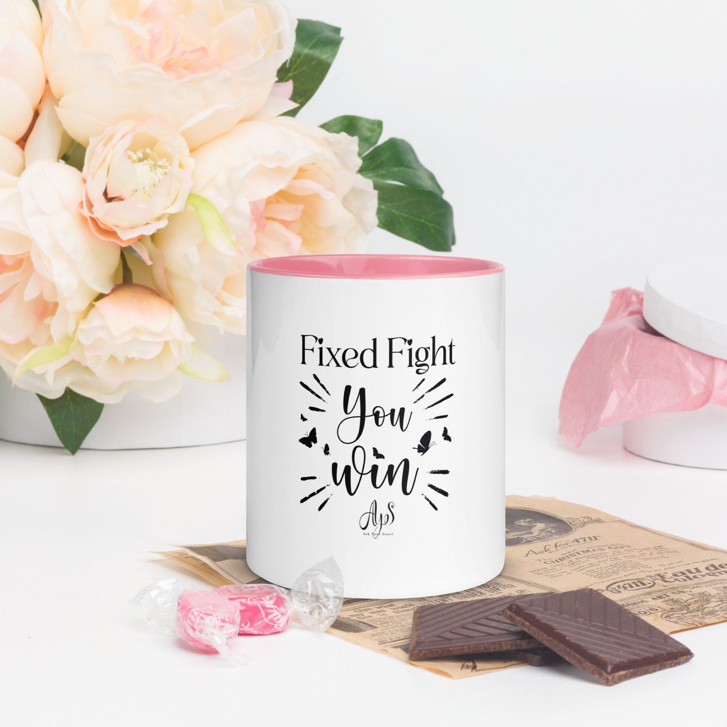 Fixed Fight You Win Mug with Color Inside