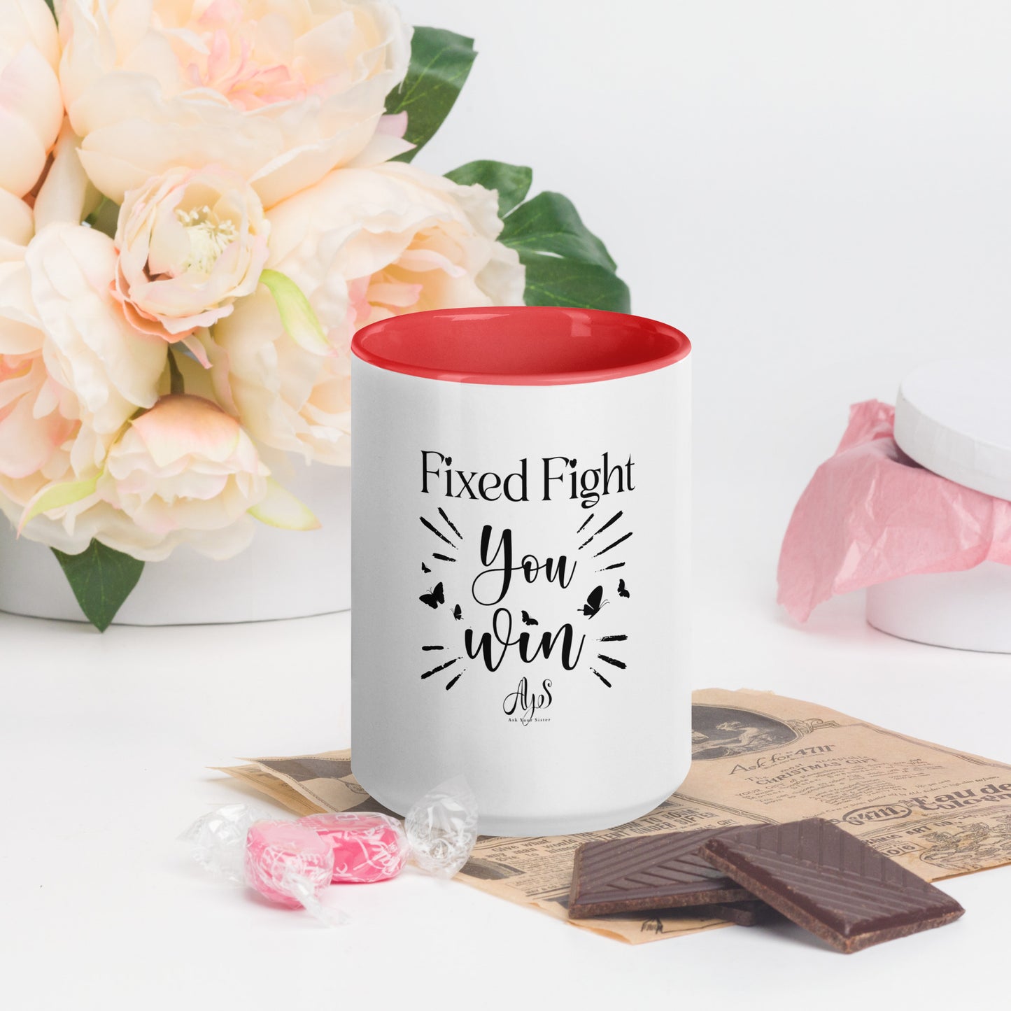 Fixed Fight You Win Mug with Color Inside