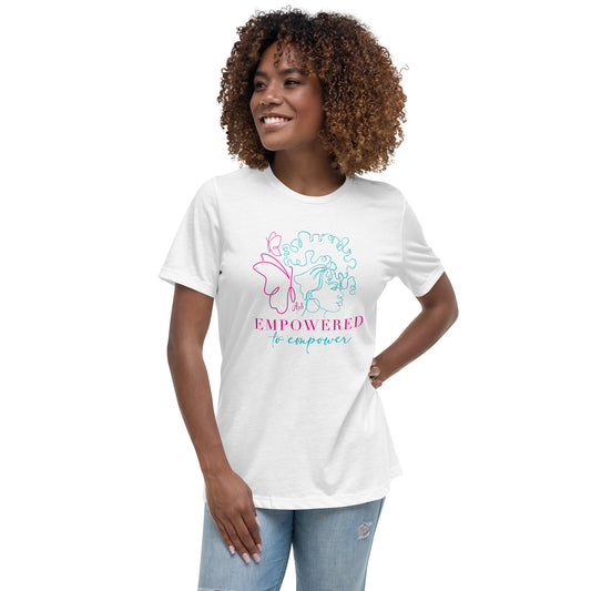 Empowered to Empower Pink and Teal Print Women's Relaxed T-Shirt